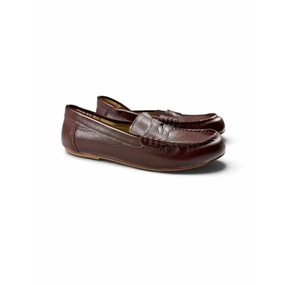 Janie and Jack Leather Penny Loafers Burgundy Brown Dress Shoes Size 3 big kid